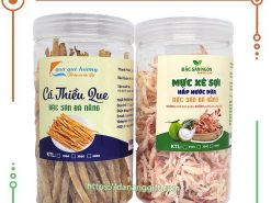 Set quà tặng đặc sản Đà Nẵng 2 món làm quà tặng QH1 gồm mực xé sợi hấp nước dừa và cá thiều que tẩm Đà Nẵng