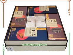 Hộp quà Trà Gạo Lứt rẫy đậu đen xanh lòng cùng Trà Hoa Atiso đỏ cao cấp làm quà - DaNangGift