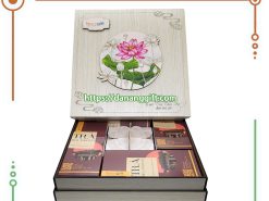 Set quà tặng trà Hoa Atiso đỏ kết hợp hộp gỗ cao cấp Haco - DaNangGift