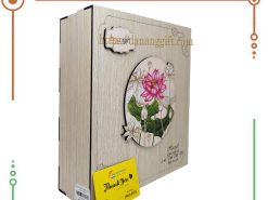 Set quà tặng hộp gỗ cao cấp với trà ướp Sen Tiến Vua kết hợp trà hoa Atiso đỏ- DanangGift