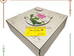 Set quà tặng hộp gỗ cao cấp với trà ướp Sen Tiến Vua kết hợp trà hoa Atiso đỏ- DanangGift