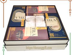 Set quà tặng hộp gỗ cao cấp với trà ướp Sen Tiến Vua kết hợp trà hoa Atiso đỏ- DanangGift